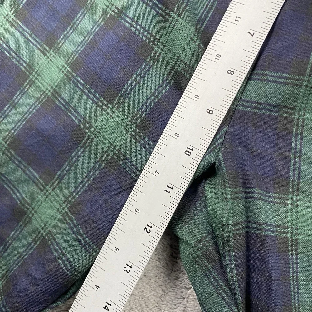 Loft Petites Legging Crop Pants Womens Large‎ Green Blue Plaid Pull On